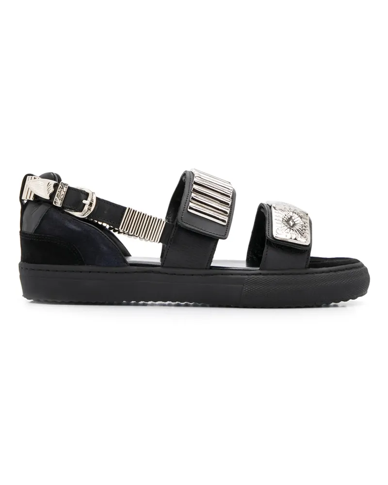 Toga Embossed Strap Sandals Black