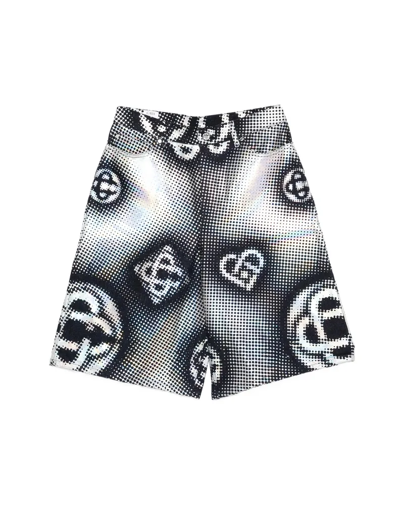 Casablanca Paris Pearlescent Monogram Shorts Black
