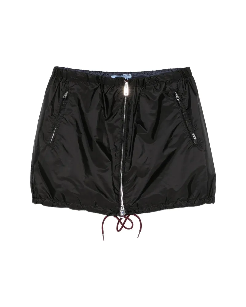 Prada Re-Nylon Drawstring Mini Skirt Black