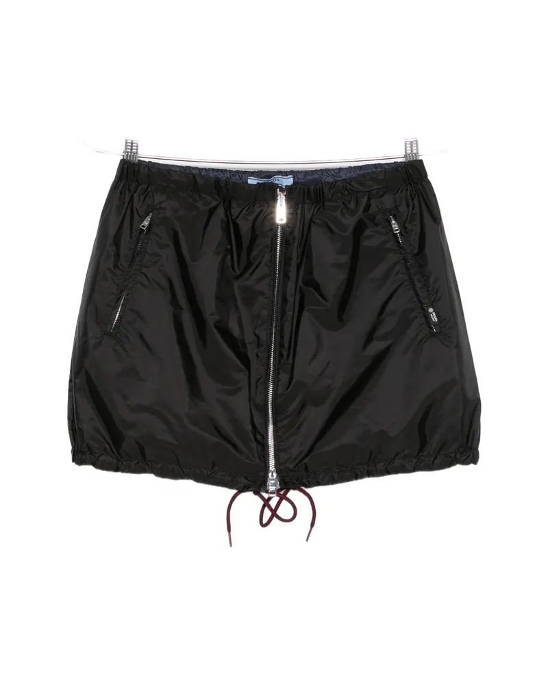 Prada Re-Nylon Drawstring Mini Skirt Black