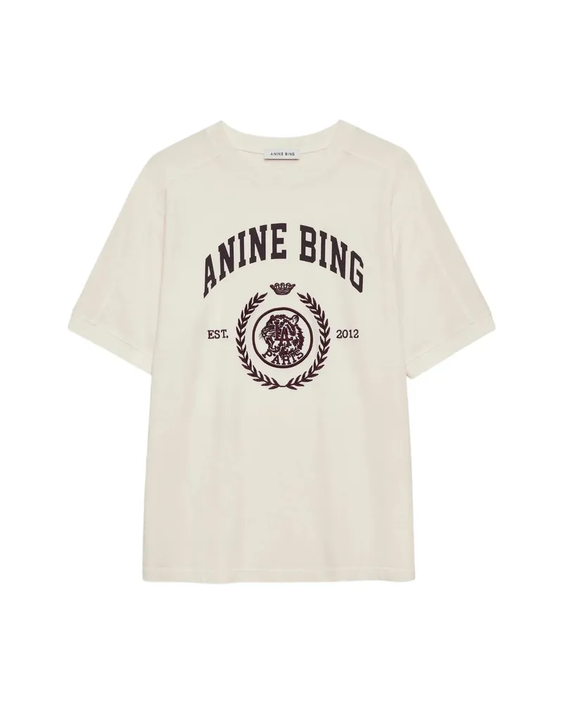 Anine Bing Jaylin Logo-print T-shirt Neutrals