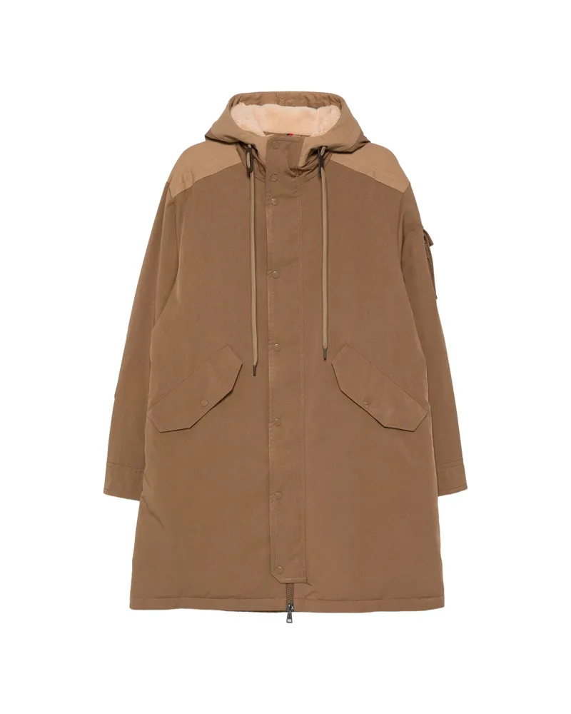 Moncler Hooded Logo-patch Coat Brown