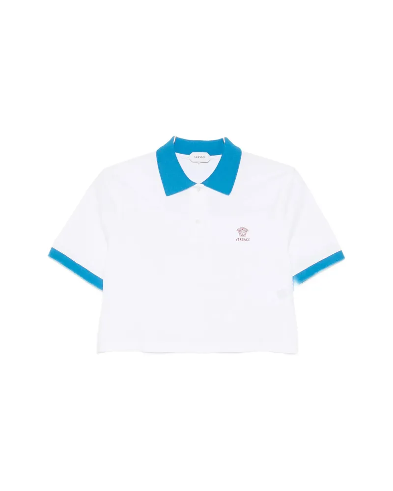 Versace Cropped Trim Polo Shirt White