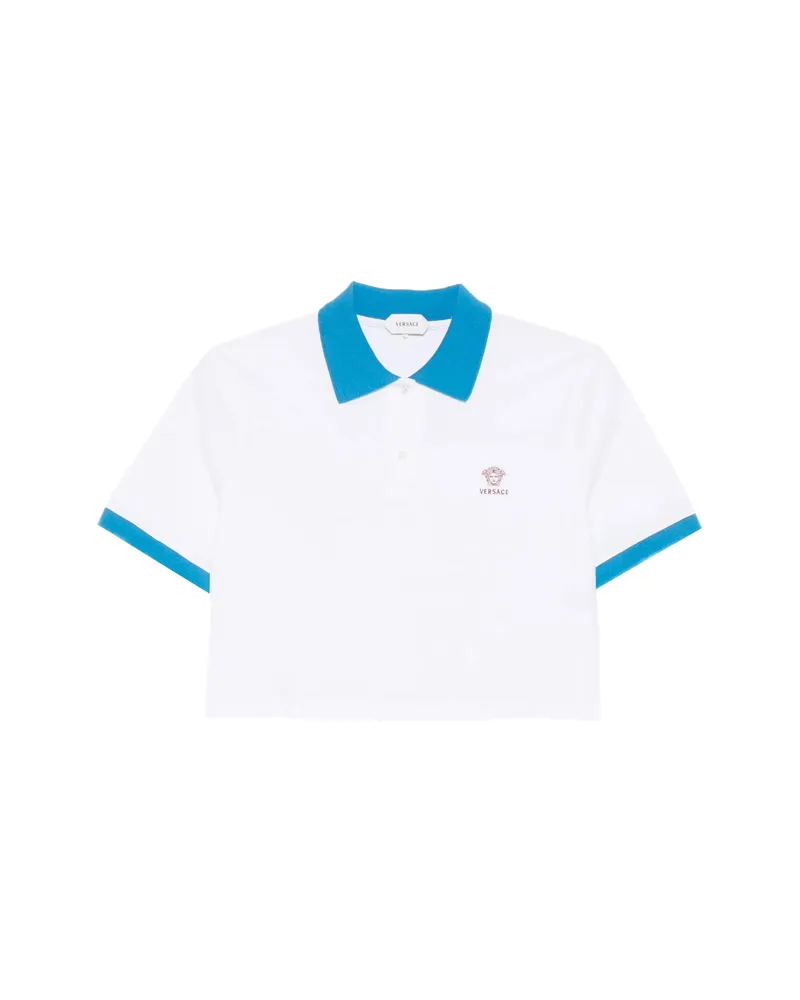 Versace Cropped Trim Polo Shirt White