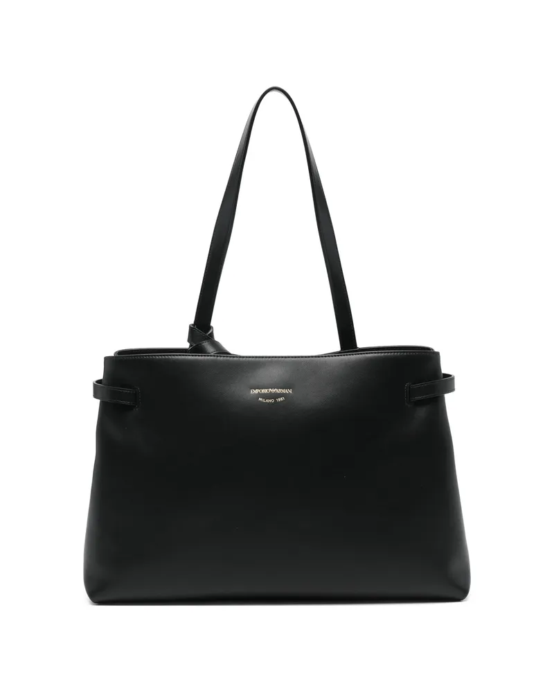 Emporio Armani Nora M Leather Tote Bag Black