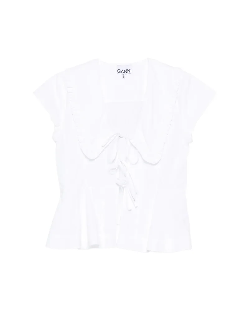 Ganni Ruffled-collar Blouse White
