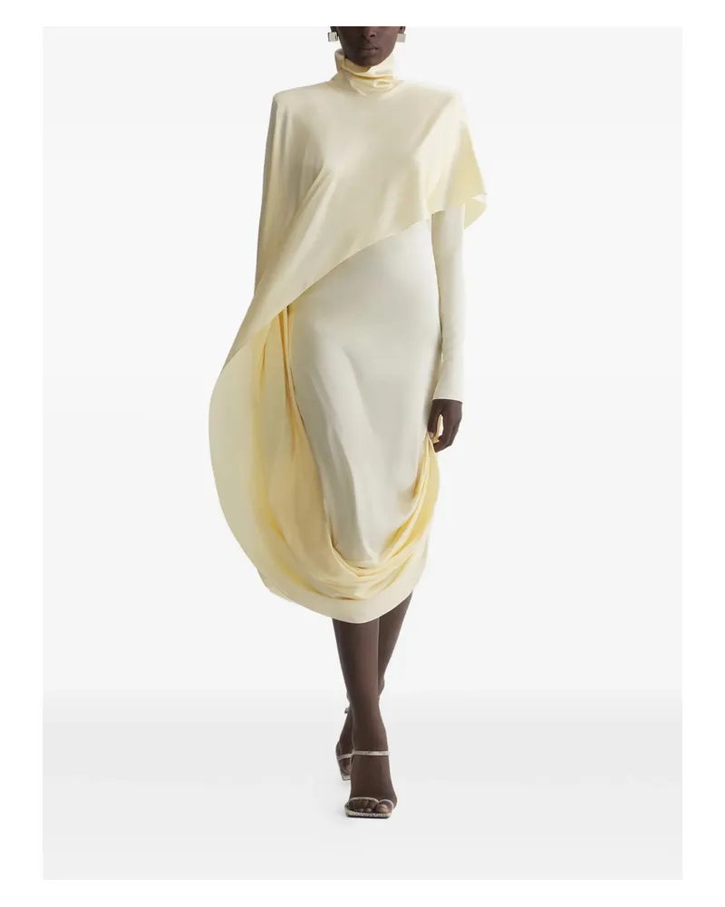 Thierry Mugler Draped High-neck Dress Neutrals