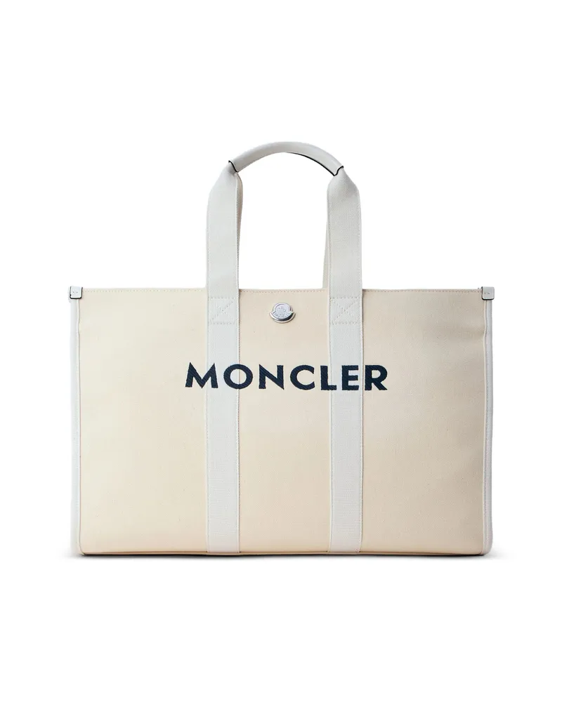 Moncler Logo-embroidered Tote Bag Neutrals