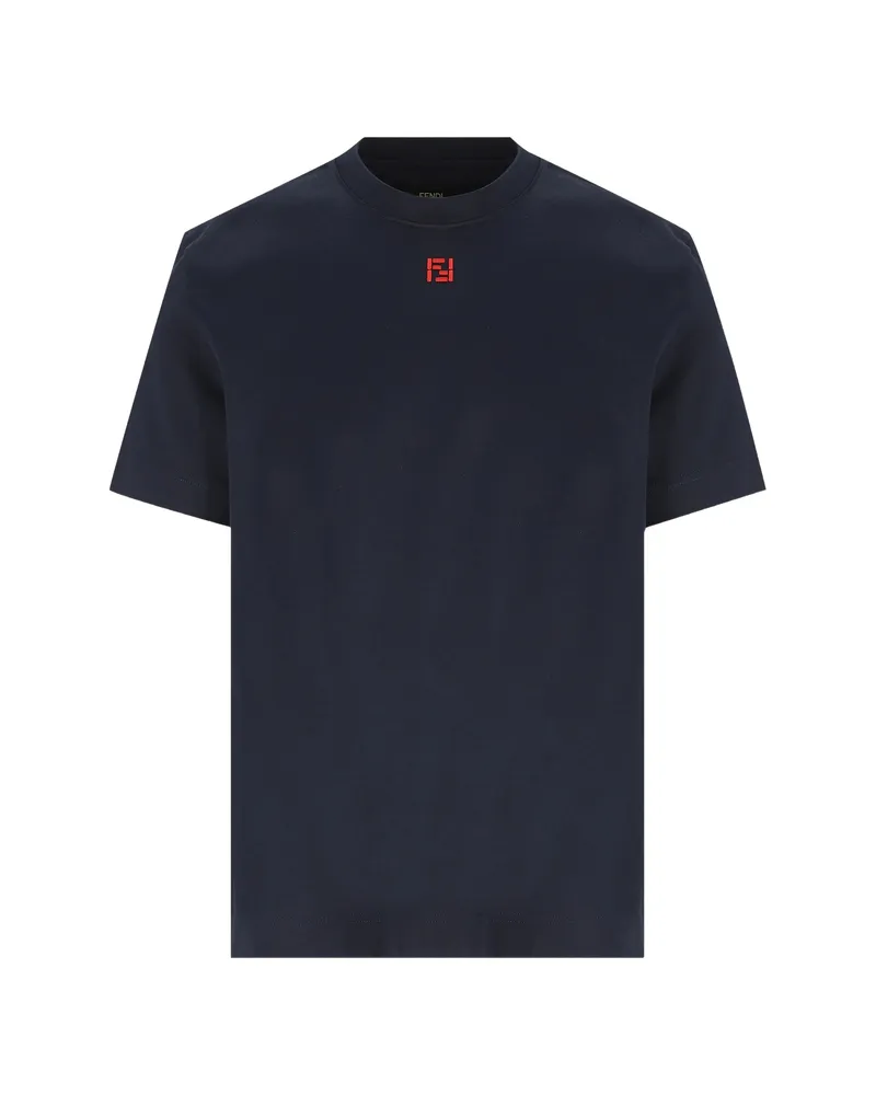 Fendi Logo-embroidered T-shirt Blue