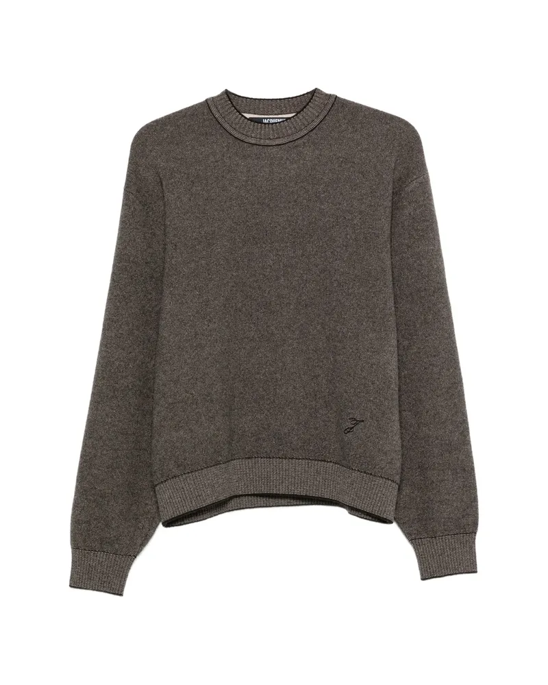 Jacquemus Logo-embroidered Ribbed-trim Sweater Grey