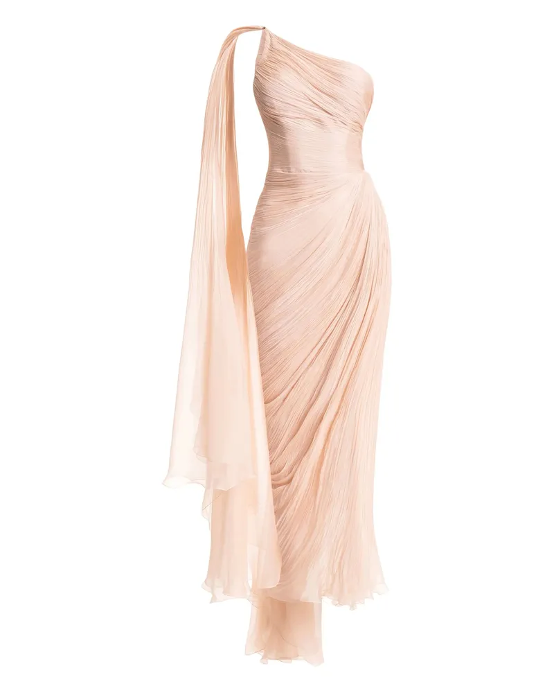 Maria Lucia Hohan Florencia One-shoulder Lace-up Dress Neutrals