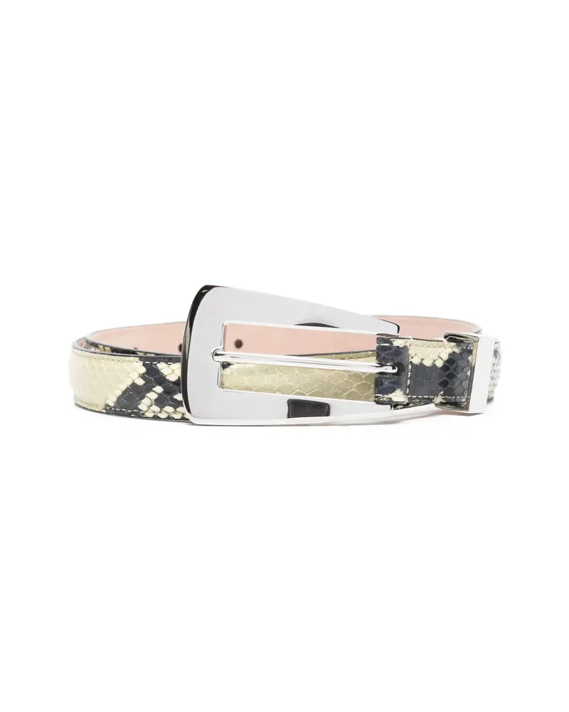 KHAITE Lucca Embossed Python Belt Neutrals