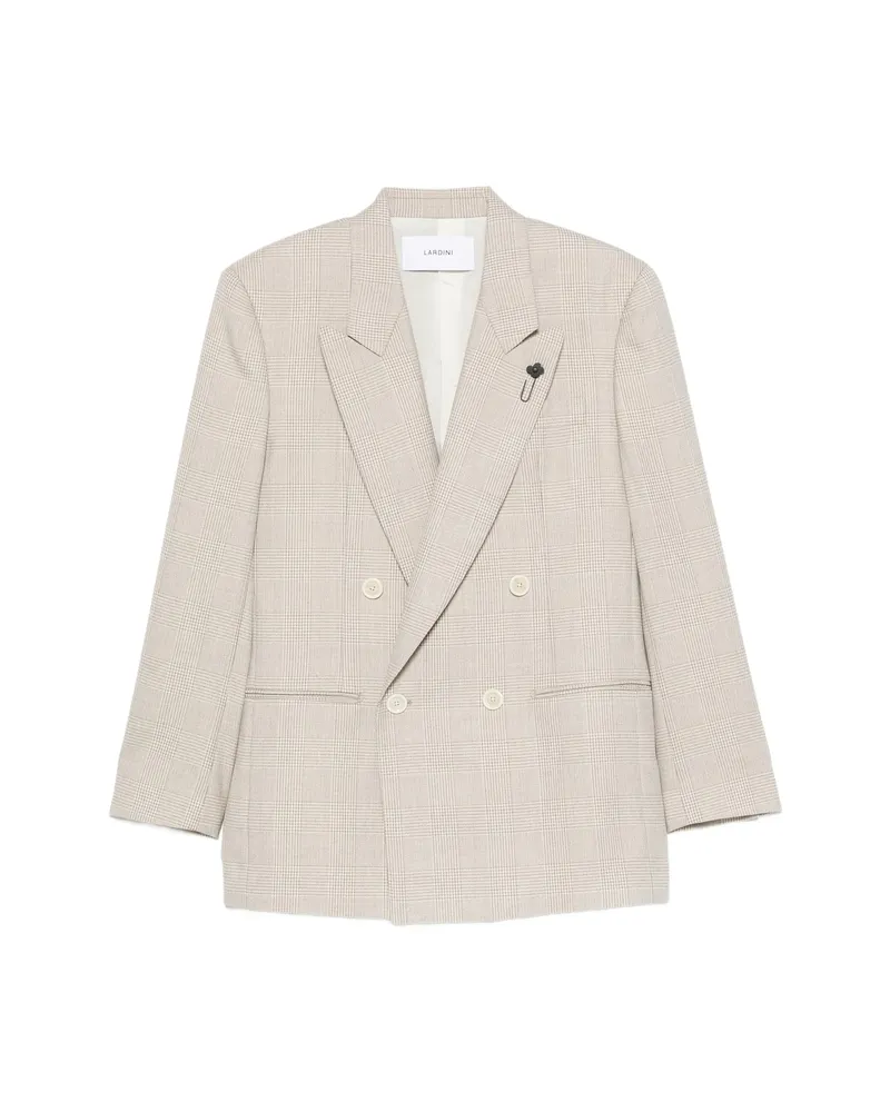 LARDINI Houndstooth-pattern Double-breasted Blazer Neutrals