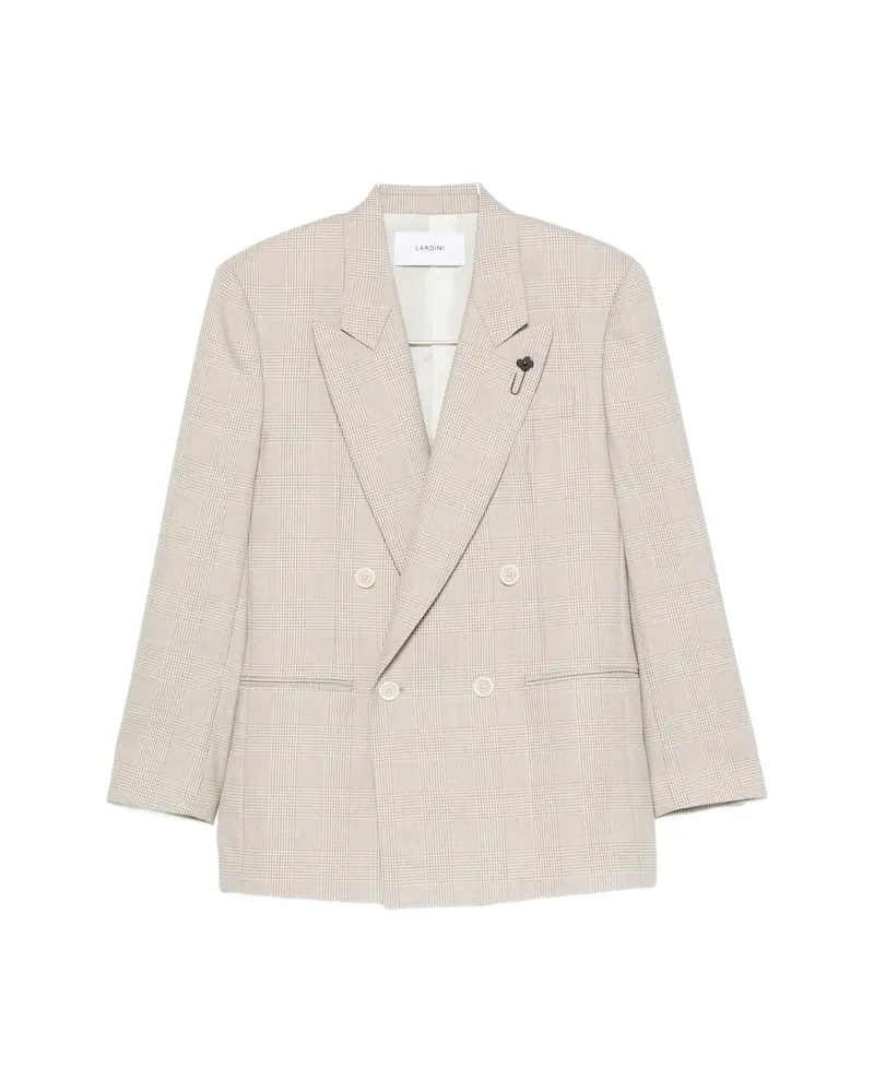 LARDINI Houndstooth-pattern Double-breasted Blazer Neutrals