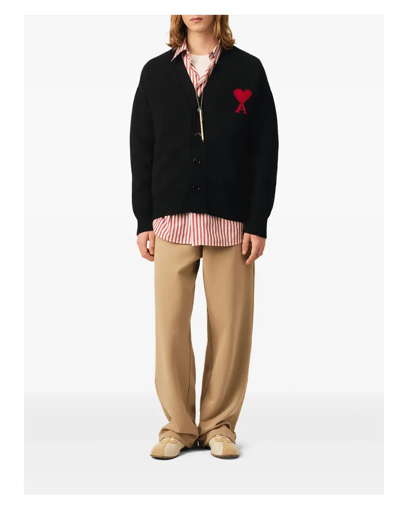AMI Paris Ami De Coeur Cardigan Black