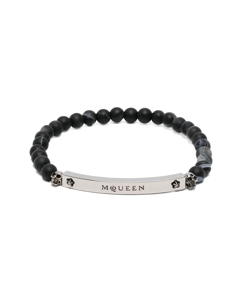 Alexander McQueen Skull-detail Beaded Bracelet Silver