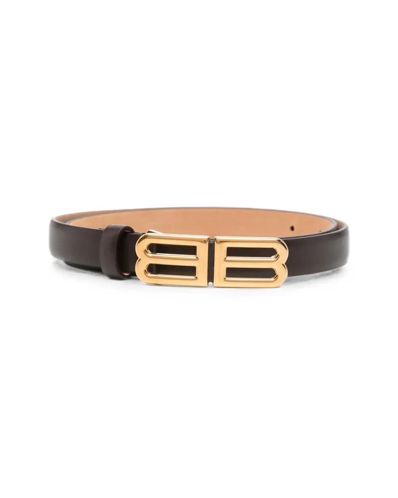Balenciaga Bolero BB Logo-buckle Leather Belt Brown