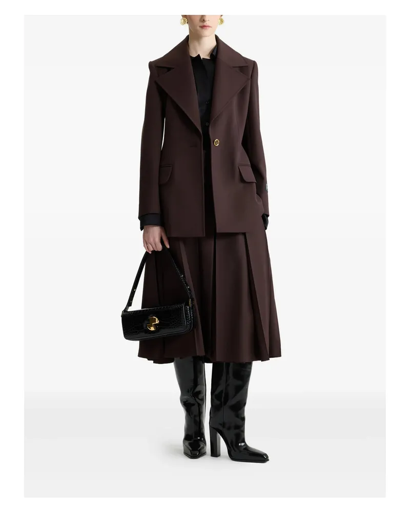 Patou Single-breasted Belted Wool Jacket Brown