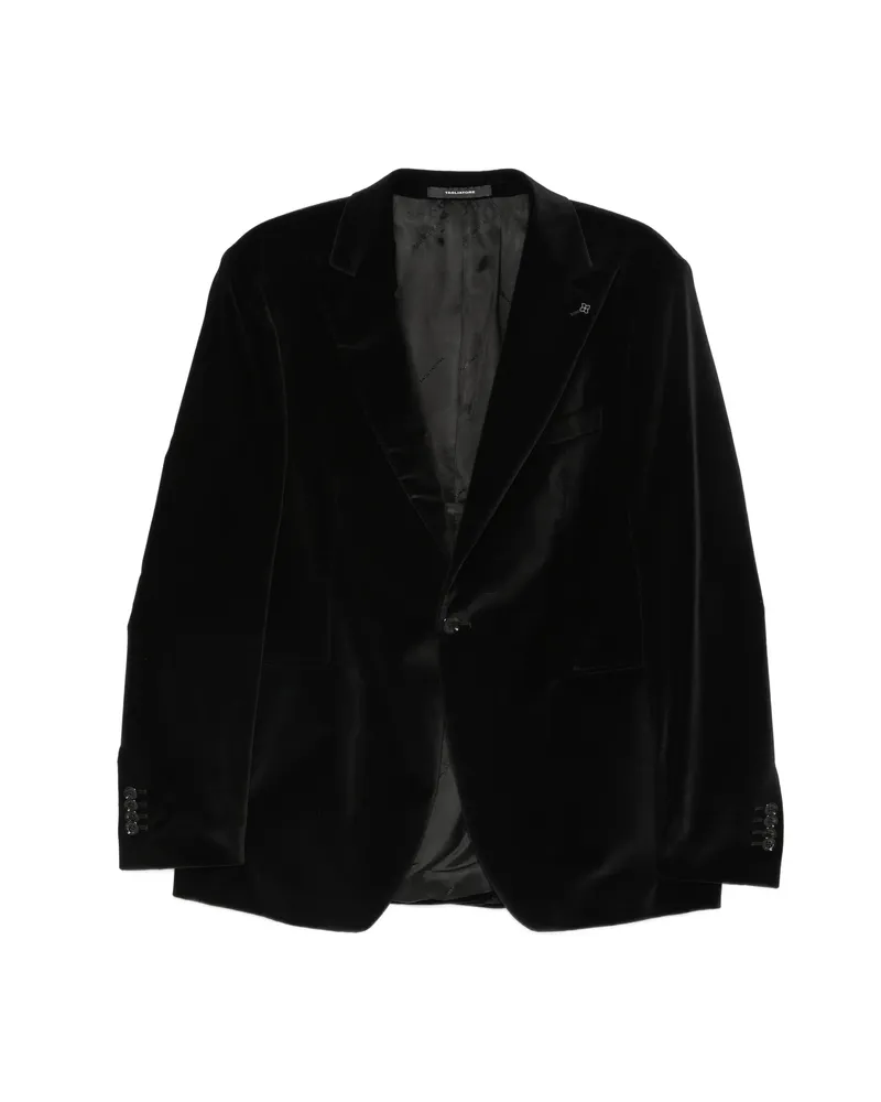 Tagliatore Velvet-effect Peak-lapel Jacket Black