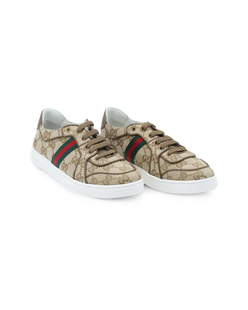 Gucci GG Supreme Web-stripe Sneakers Neutrals