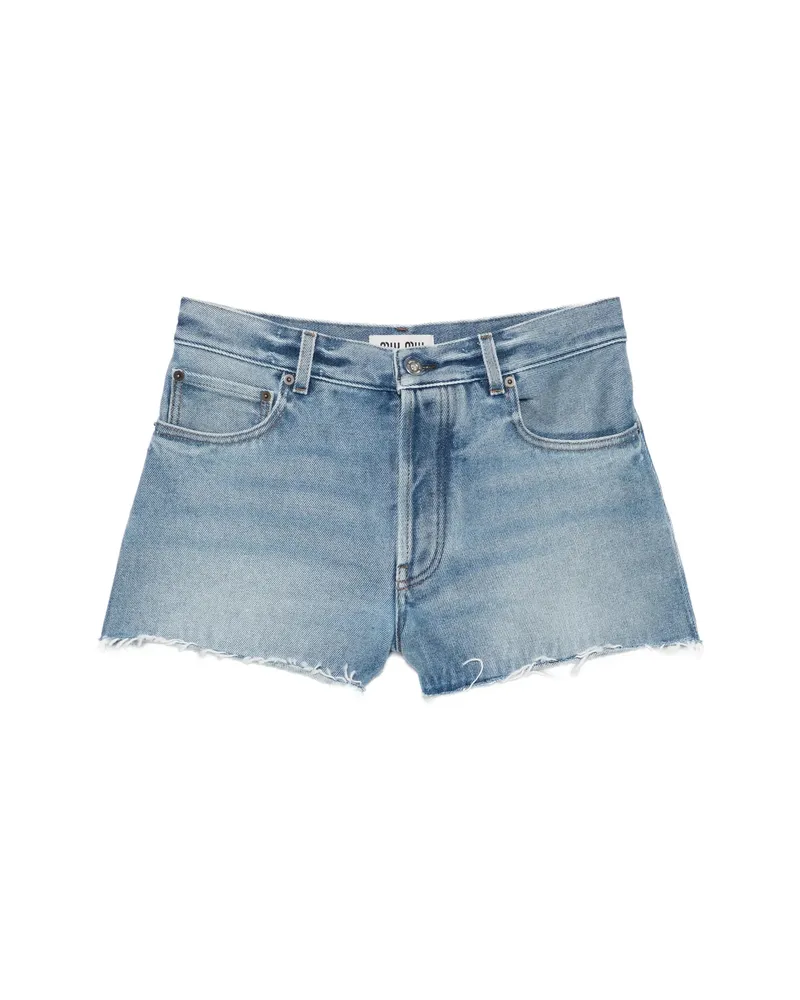Miu Miu Raw-cut Denim Shorts Blue