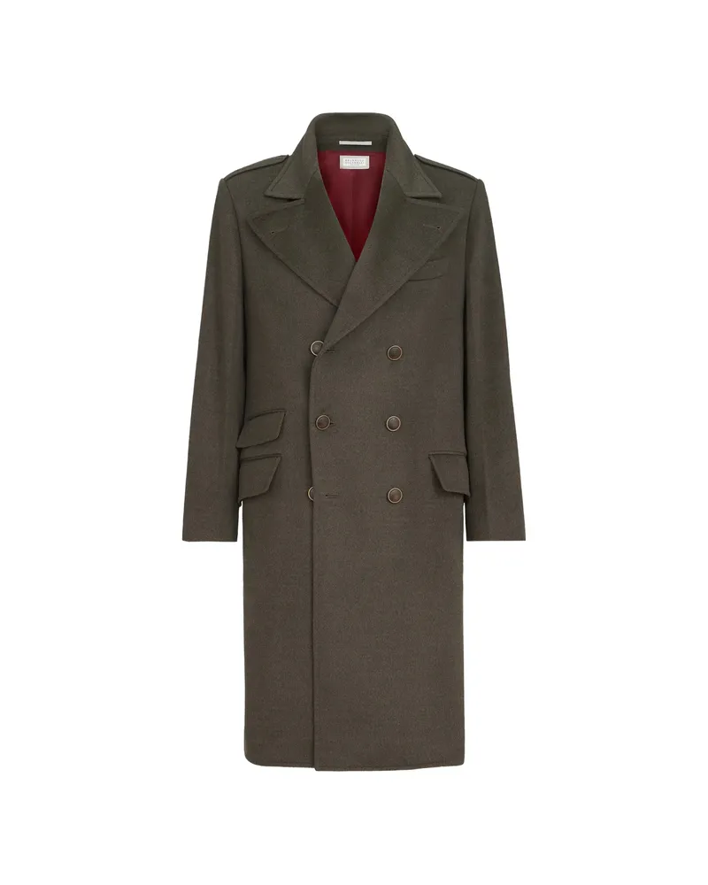 Brunello Cucinelli Lightweight Virgin-wool Cloth One-and-a Half Breasted Coat With Peak-lapels Green