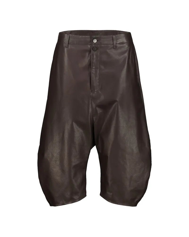 Christophe Lemaire Dropped-crotch Leather Trousers Brown