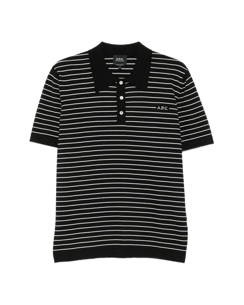 A.P.C. A. p.c. Striped Short-sleeve Polo Shirt Black