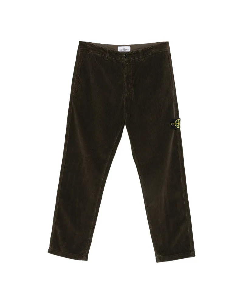 Stone Island Compass-motif Corduroy Trousers Brown