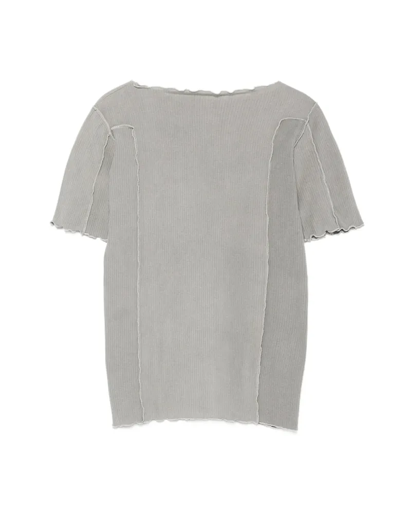 Baserange Ribbed-knit Boat-neck T-shirt Grey