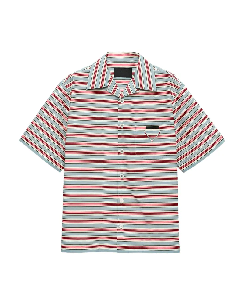 Prada Striped Bowling Shirt Blue