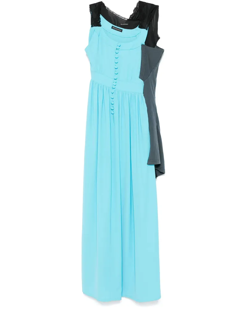 Balenciaga Asymmetric Panelled Dress Blue