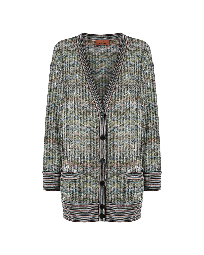 Missoni Sequin-embellished Zigzag-pattern Cardigan Green