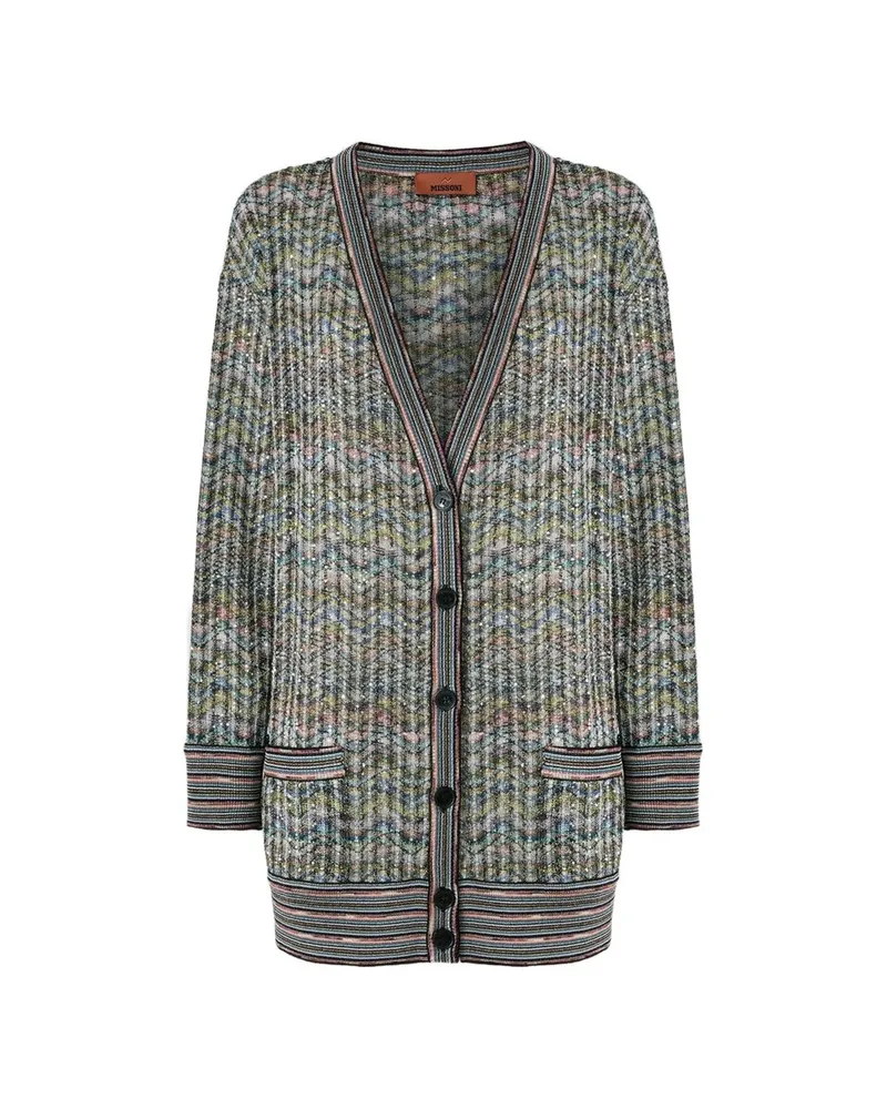 Missoni Oversized Viscose-blend Cardigan With Sequins Green