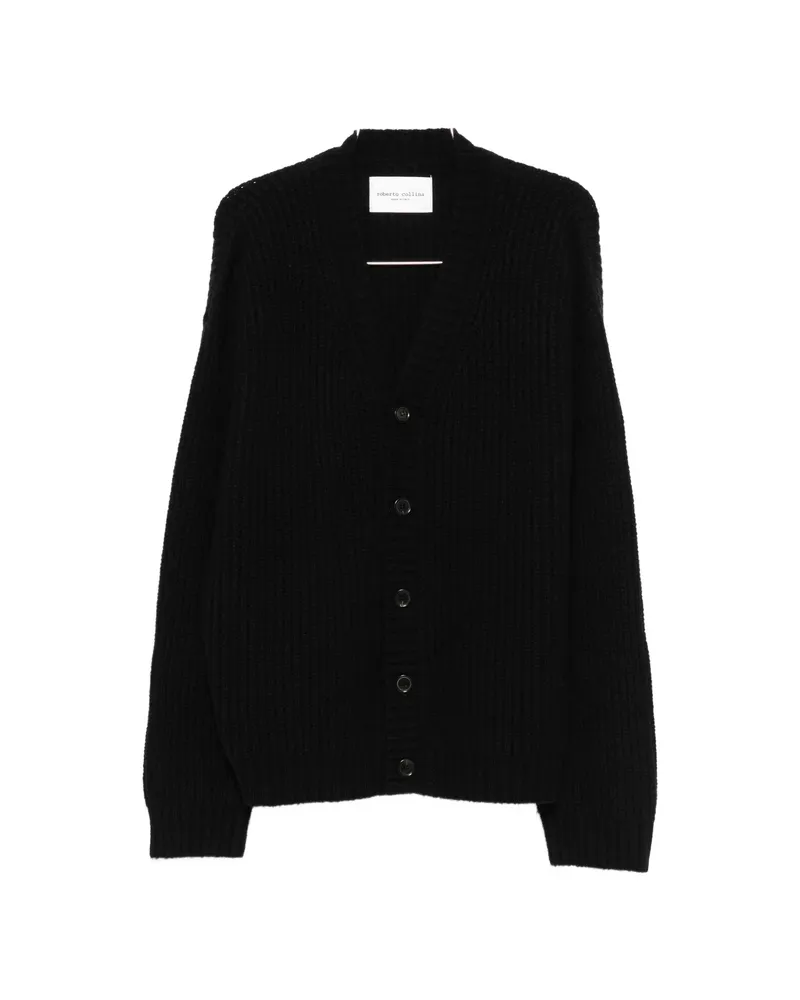 Roberto Collina Ribbed-knit V-neck Cardigan Black