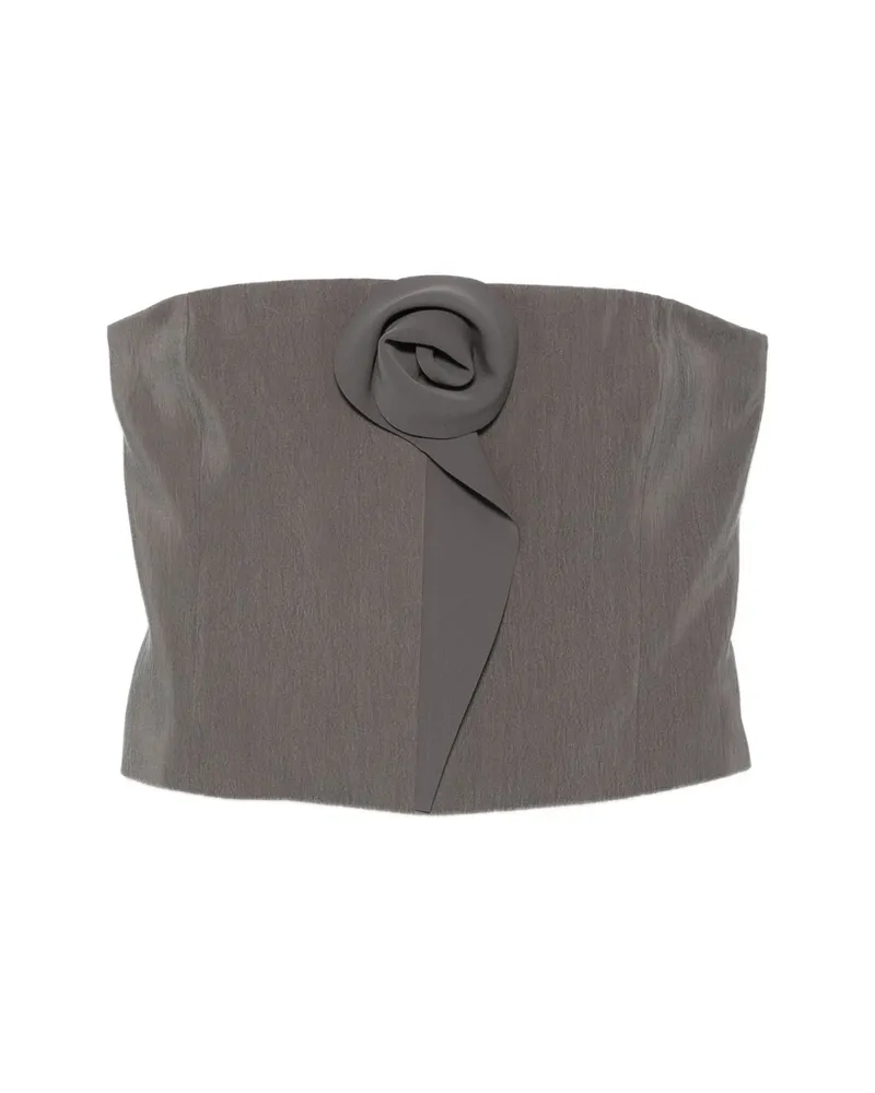 Giorgio Armani Floral-appliqué Strapless Top Grey
