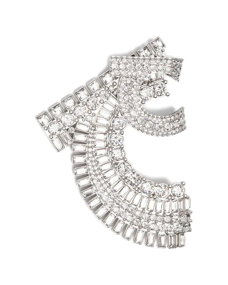Ferragamo Crystal-embellished Brooch Silver