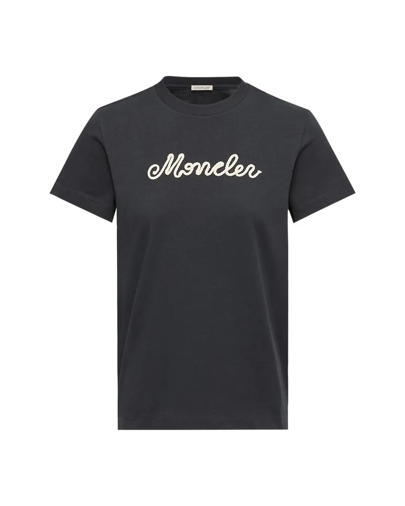 Moncler Scripted-logo T-shirt Blue