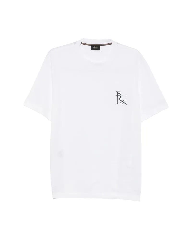 Brioni Logo-embroidered T-shirt White