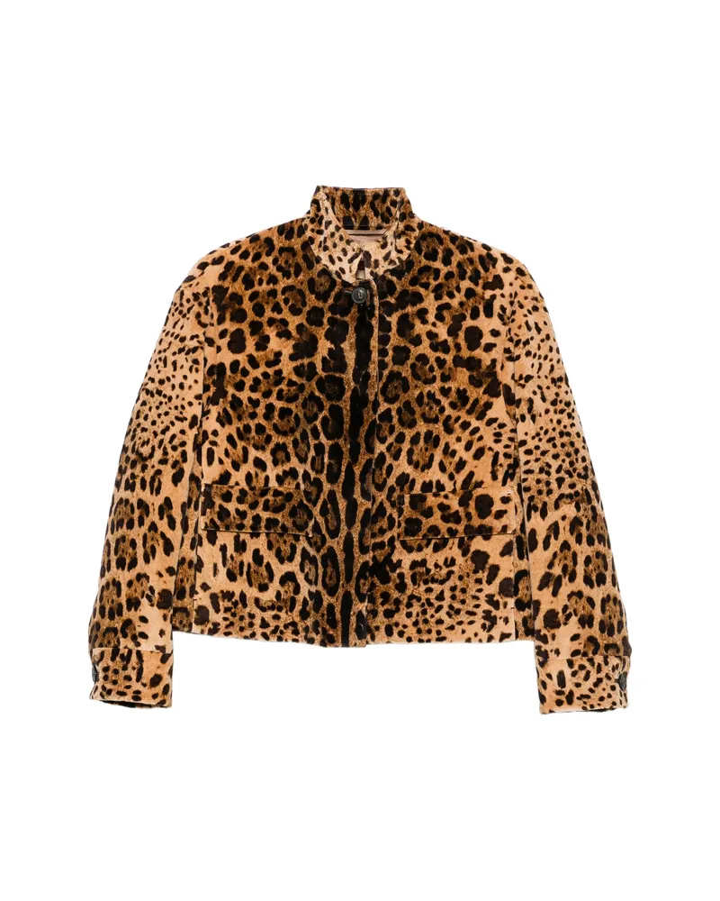 Max Mara Tedro Leopard-print Cropped Jacket Neutrals