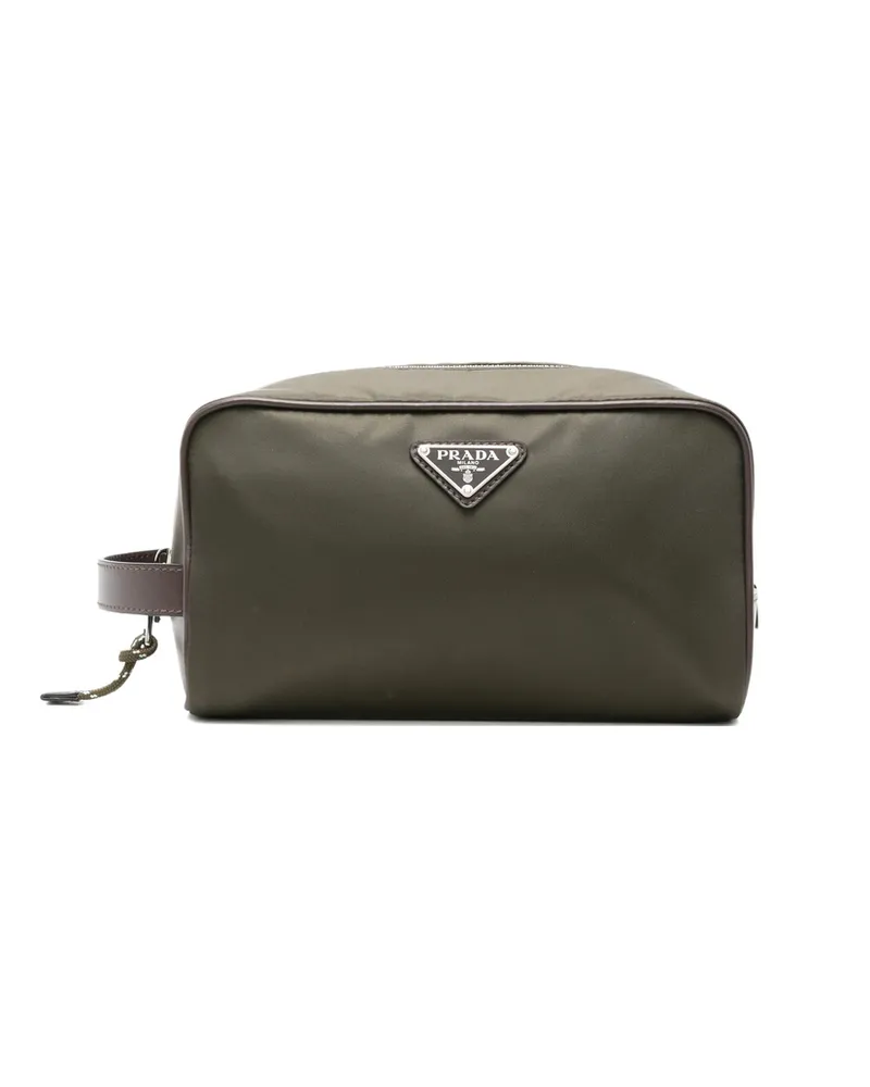 Prada Speedrock Logo-plaque Clutch Bag Green