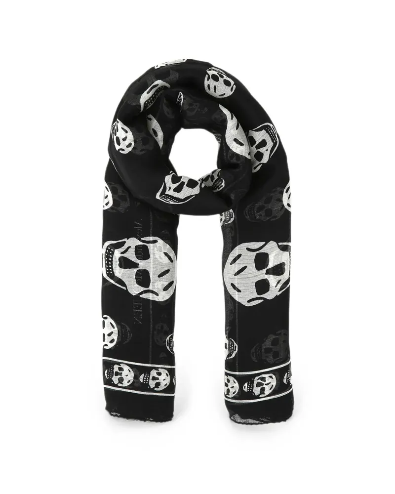 Alexander McQueen Classic Skull-print Silk Scarf Black