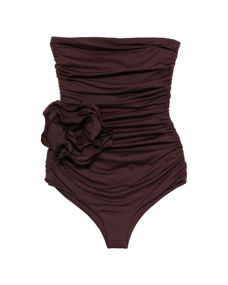 Magda Butrym Ruffled Swimsuit Red