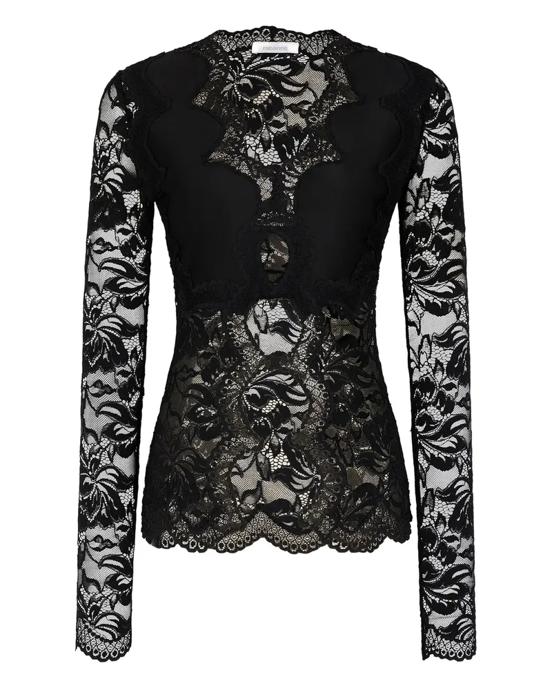 Paco Rabanne Lace Long-sleeve Blouse Black