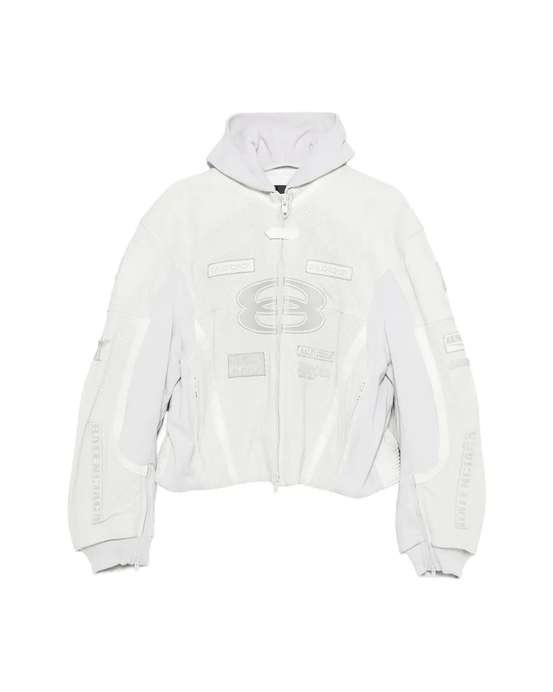 Balenciaga Hooded Leather Jacket White