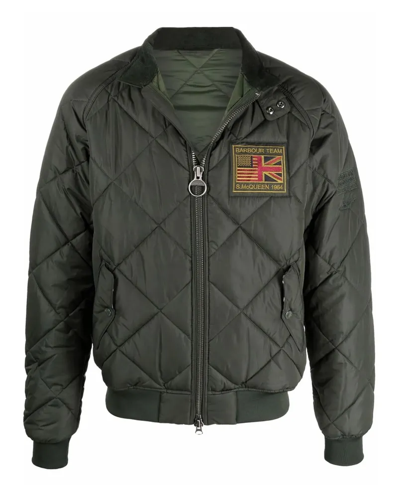 Barbour Logo-patch Zip-up Quilted Jacket Green
