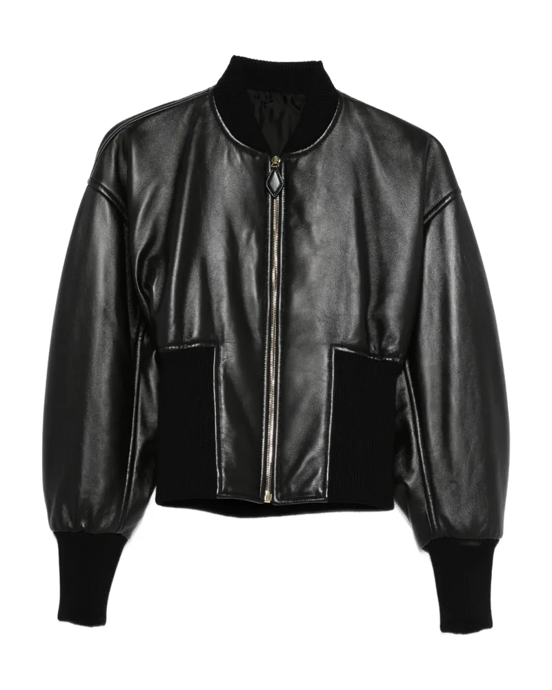 Alaïa Rib-knit Leather Jacket Black
