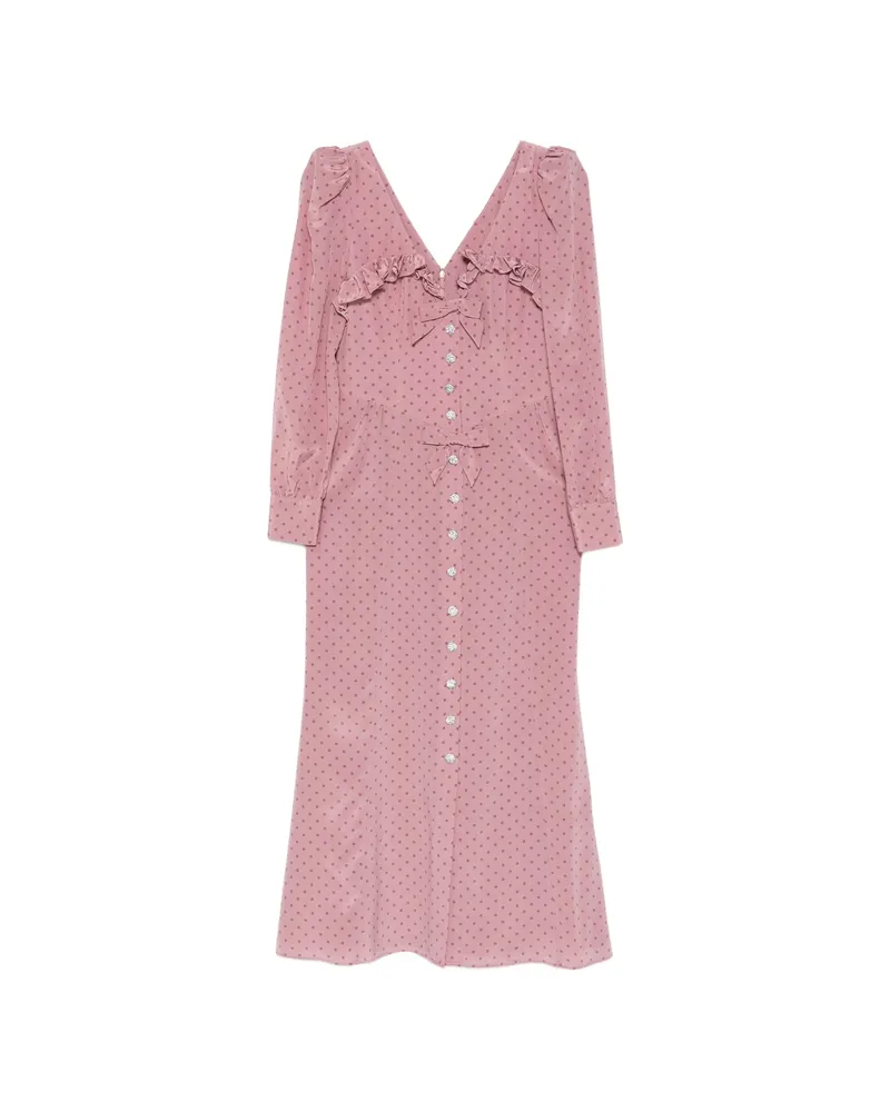 Alessandra Rich Polka-dot Ruffled Midi Dress Pink