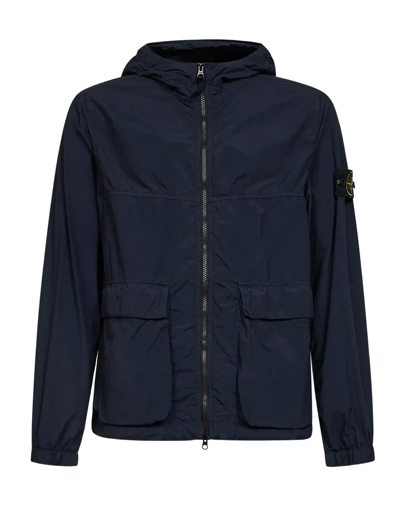 Stone Island Hooded Flap-pocket Jacket Blue