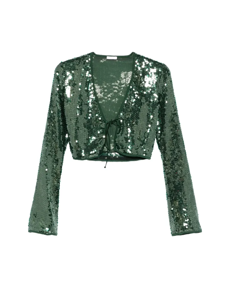 Oséree Marylin Sequin Tie-fastening Top Green